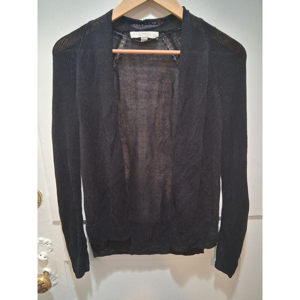 LOFT Black Open Knit Lightweight Cardigan – Petite - Small/ Medium